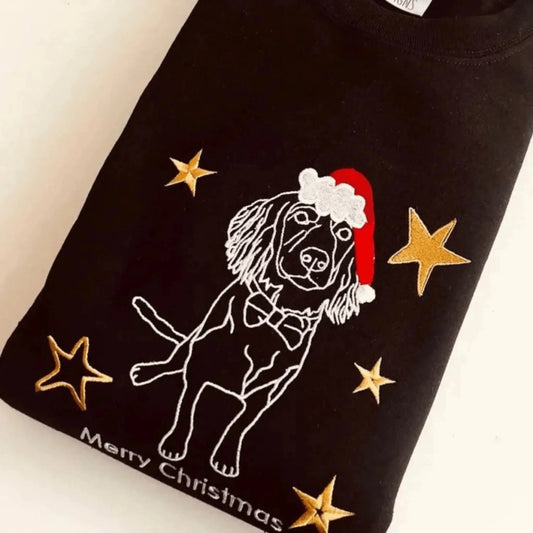True-Threads - Personalisierte Weihnachts Hunde Hoodie mit Stickerei - Geschenk für Hundebesitzer