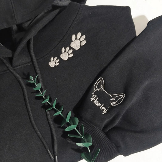 True-Threads - Personalisierter Hundeohren Hoodie mit Stickerei - Geschenk für Hundebesitzer