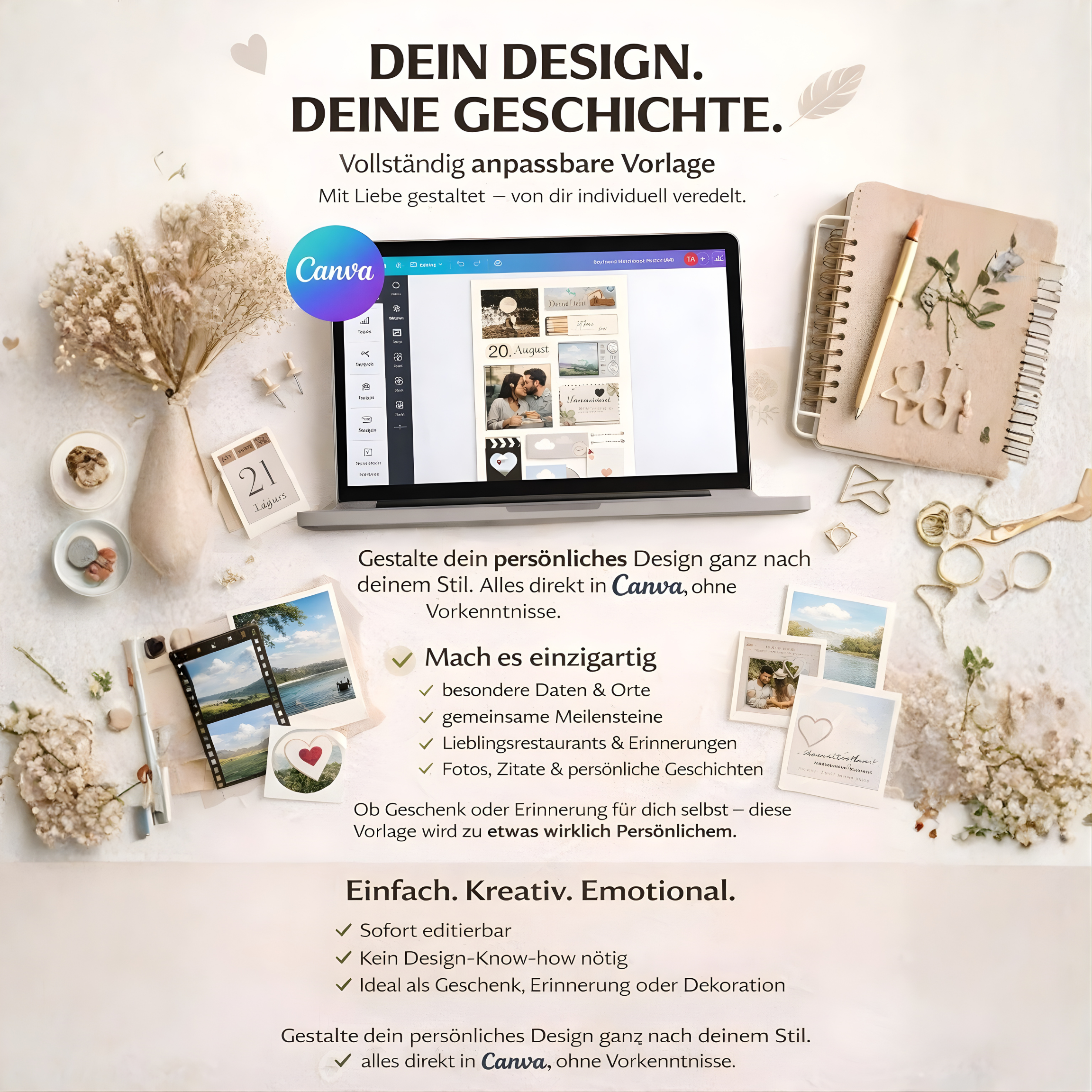  True-Threads - Geburtstagsgeschenk für ihn | Streichholzschachtel Geschenk für Sie und Ihn | Canva Vorlage 