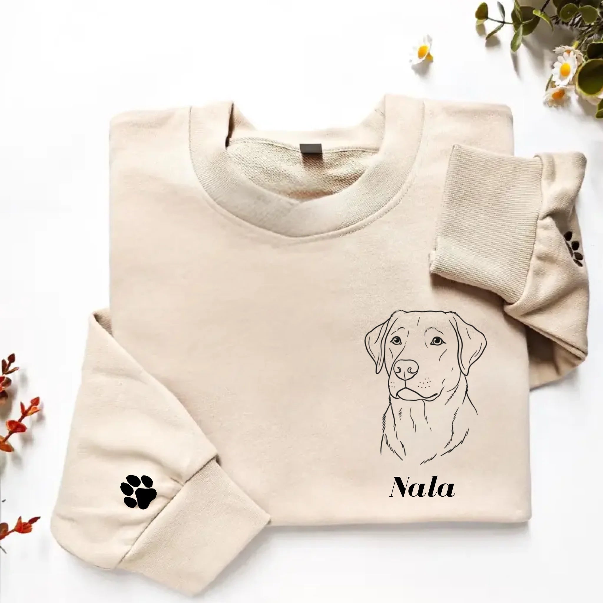  True-Threads - Personalisierter Hunde Hoodie mit Lineart Stickerei - Geschenk für Hundebesitzer 