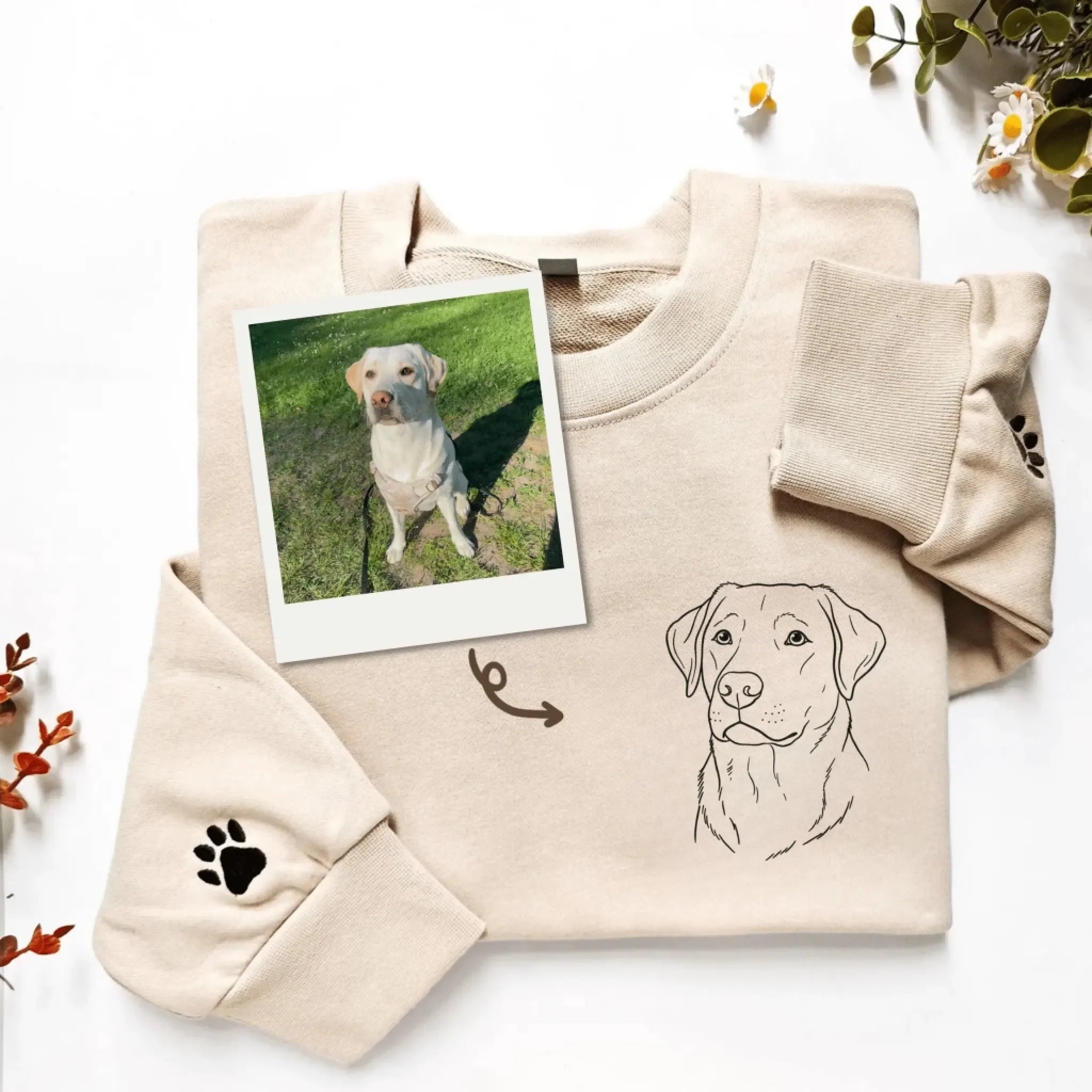  True-Threads - Personalisierter Hunde Hoodie mit Lineart Stickerei - Geschenk für Hundebesitzer 