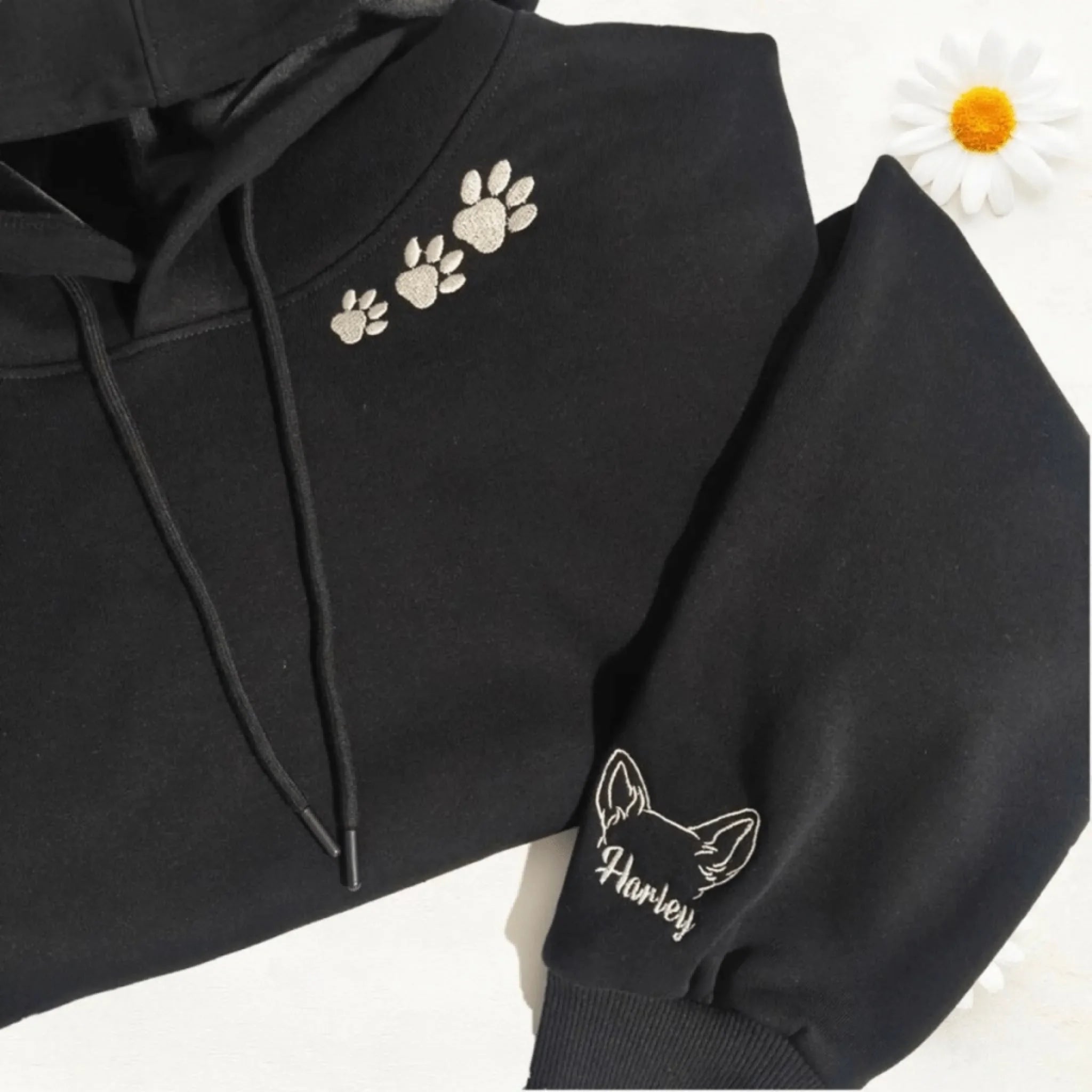  True-Threads - Personalisierter Hundeohren Hoodie mit Stickerei - Geschenk für Hundebesitzer 