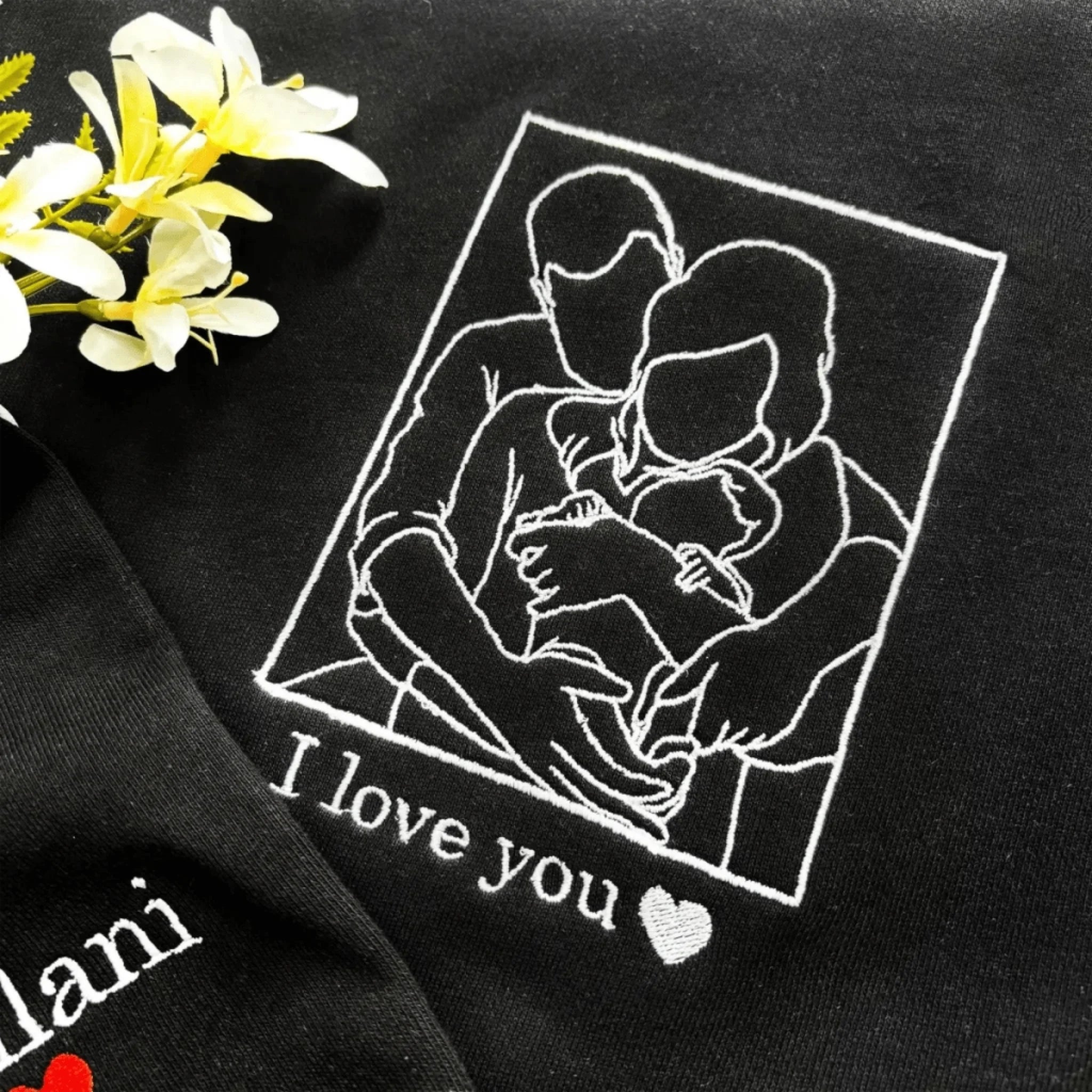  True-Threads - Personalisierter Pärchen Line Art Hoodie mit Stickerei - Geschenk für Jahrestag, Geburtstage 