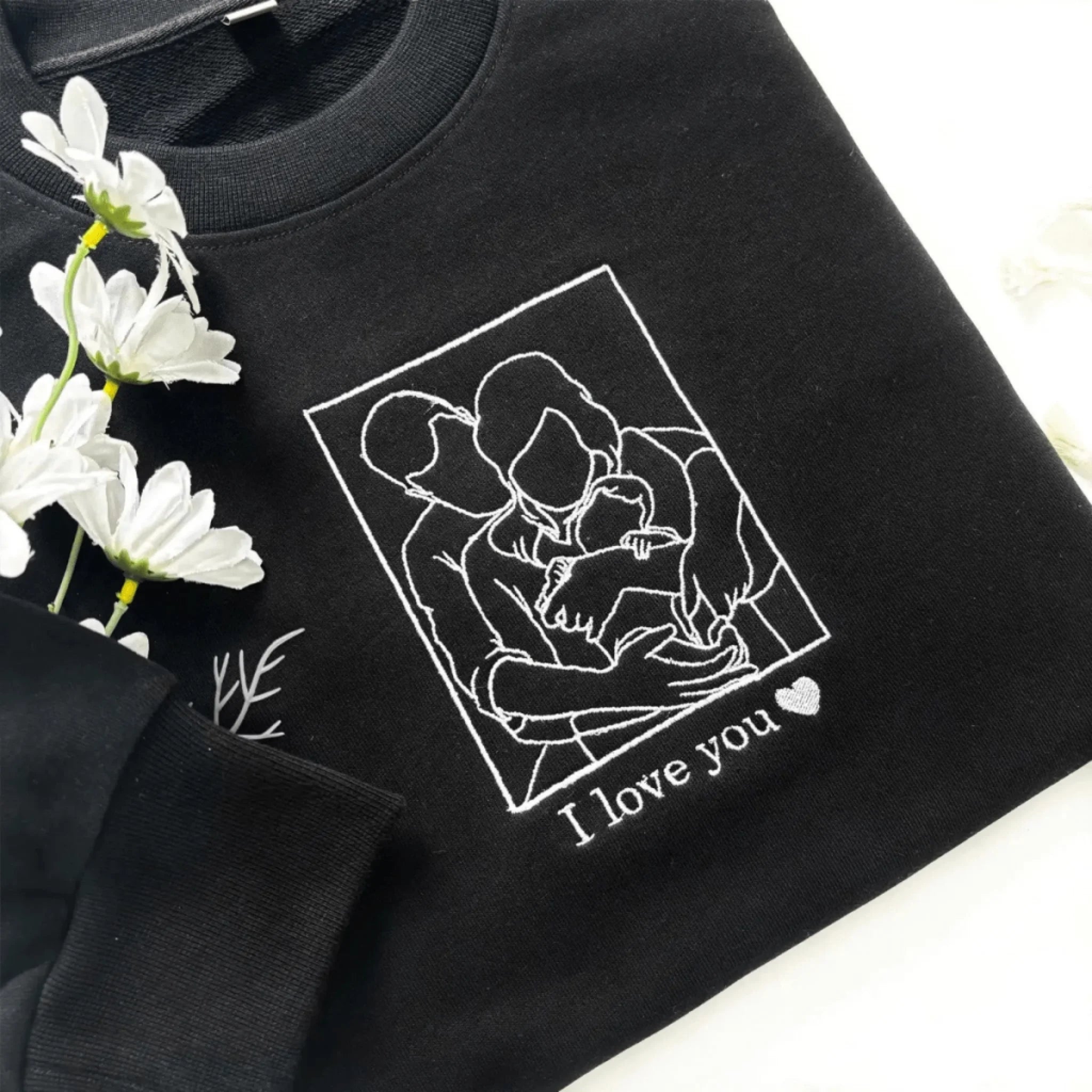  True-Threads - Personalisierter Pärchen Line Art Hoodie mit Stickerei - Geschenk für Jahrestag, Geburtstage 