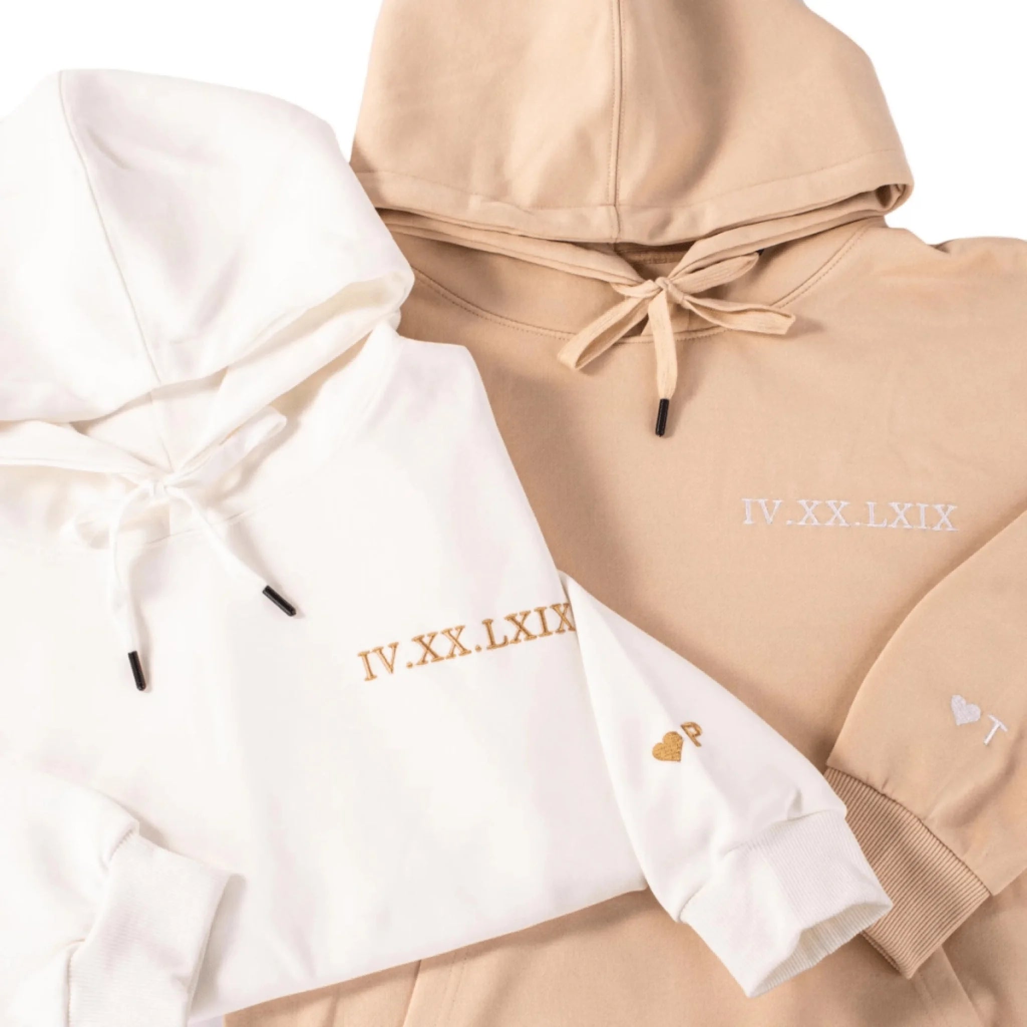  True-Threads - Personalisiertes Hoodie – Römisches Datum & Initialen - Jahrestag Geschenk 