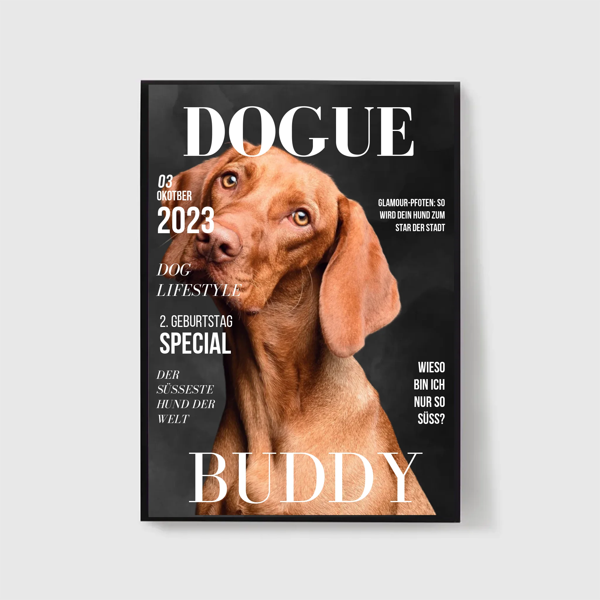  True-Threads - Personalisiertes Hunde-Magazinposter „DOGUE“ 