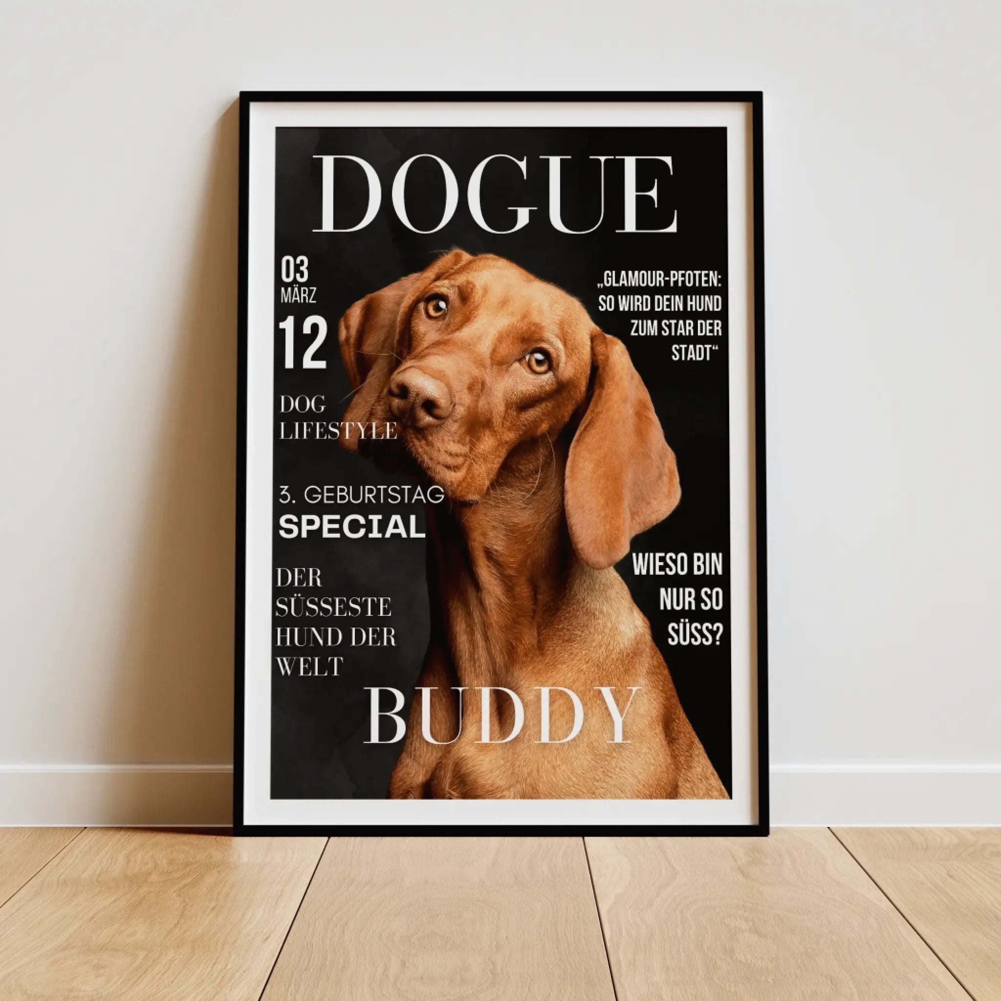 True-Threads - Personalisiertes Hunde-Magazinposter „DOGUE“ 