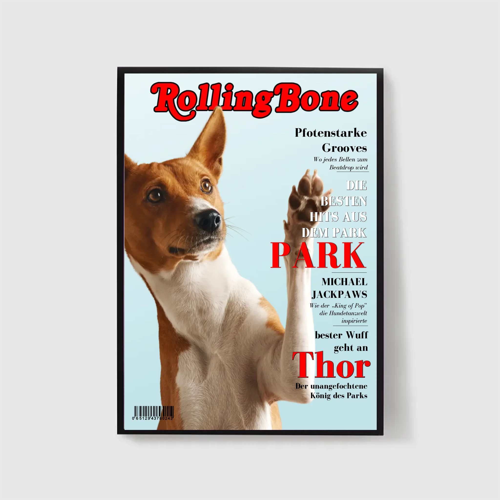  True-Threads - Personalisiertes Hunde-Magazinposter „Rolling Bone“ 