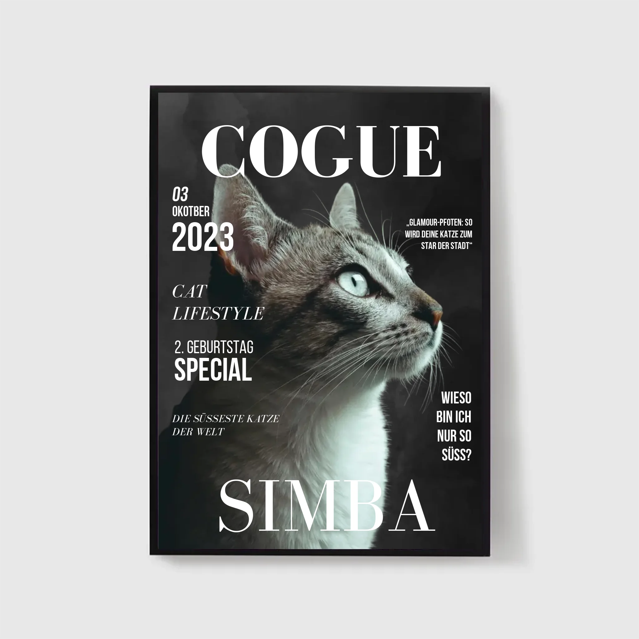  True-Threads - Personalisiertes Katzen-Magazinposter „Cogue“ 