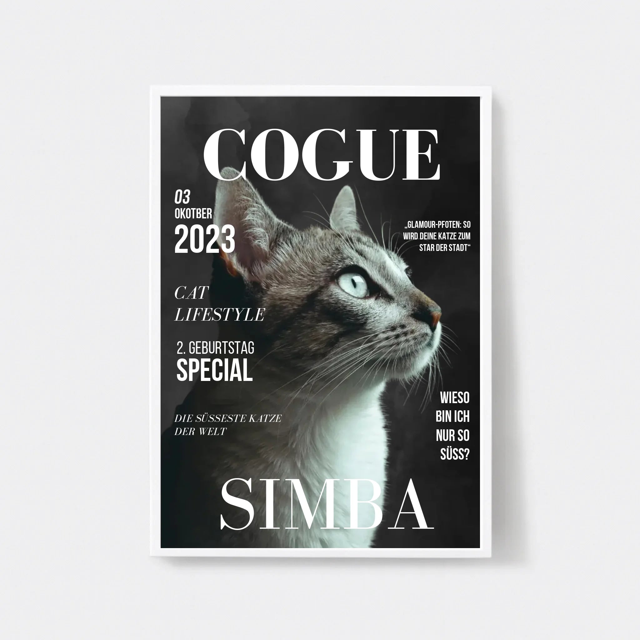  True-Threads - Personalisiertes Katzen-Magazinposter „Cogue“ 