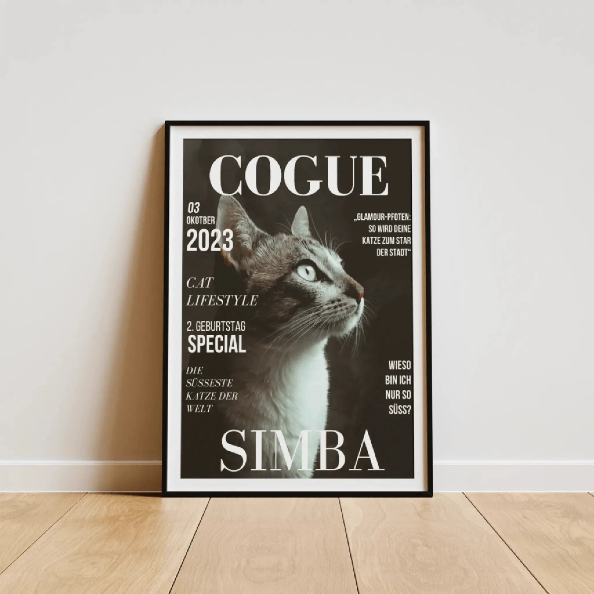 True-Threads - Personalisiertes Katzen-Magazinposter „Cogue“ 