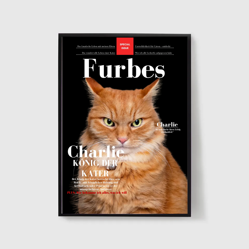 True-Threads - Personalisiertes Katzen-Magazinposter „Furbes“ 