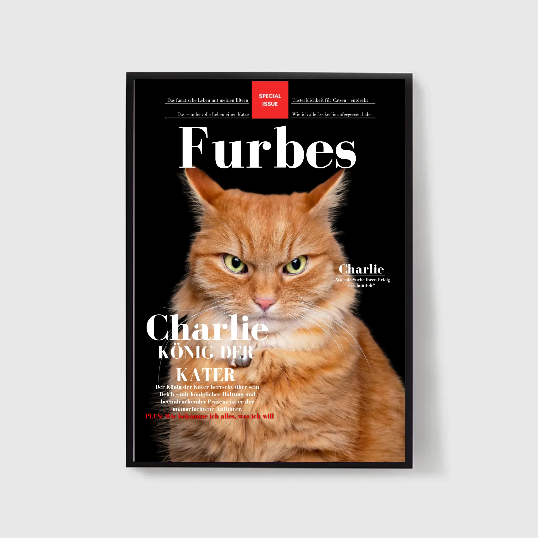  True-Threads - Personalisiertes Katzen-Magazinposter „Furbes“ 