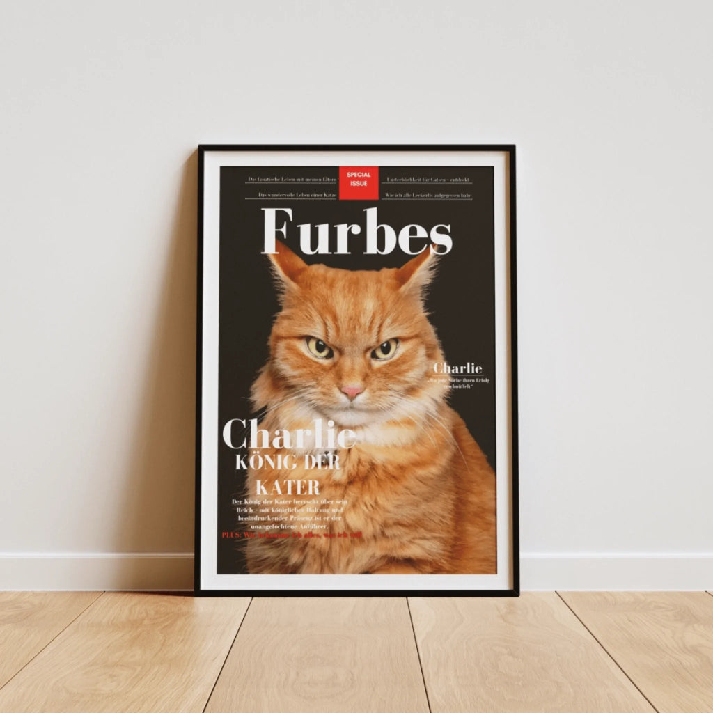  True-Threads - Personalisiertes Katzen-Magazinposter „Furbes“ 