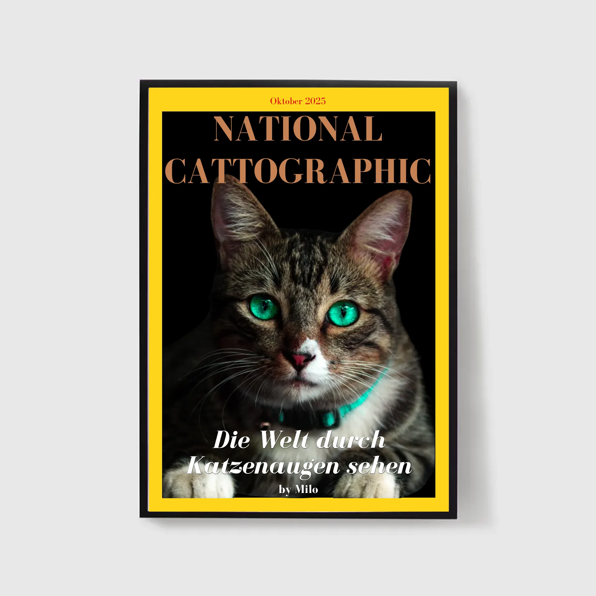  True-Threads - Personalisiertes Katzen-Magazinposter „National Cattographic“ 