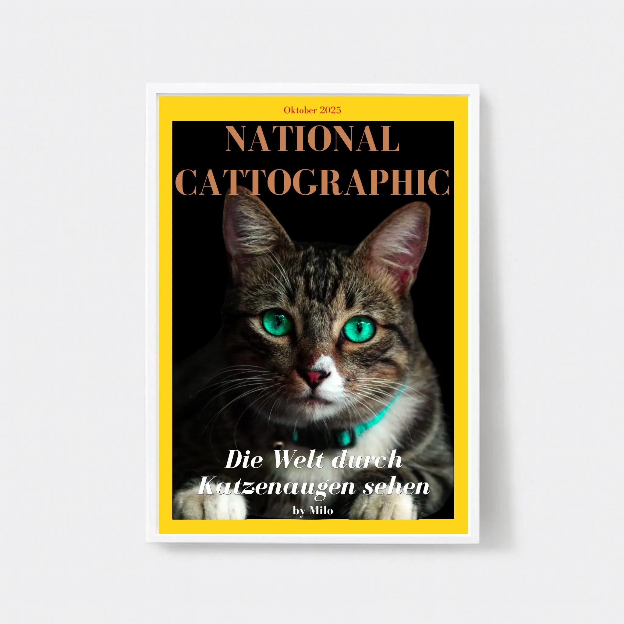  True-Threads - Personalisiertes Katzen-Magazinposter „National Cattographic“ 