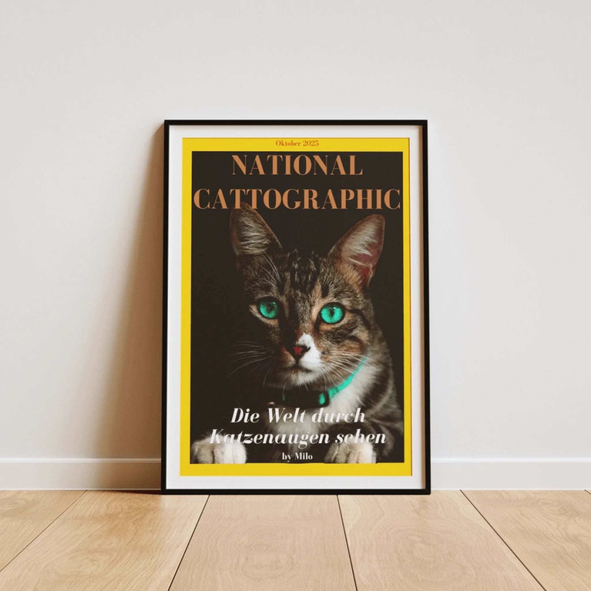  True-Threads - Personalisiertes Katzen-Magazinposter „National Cattographic“ 