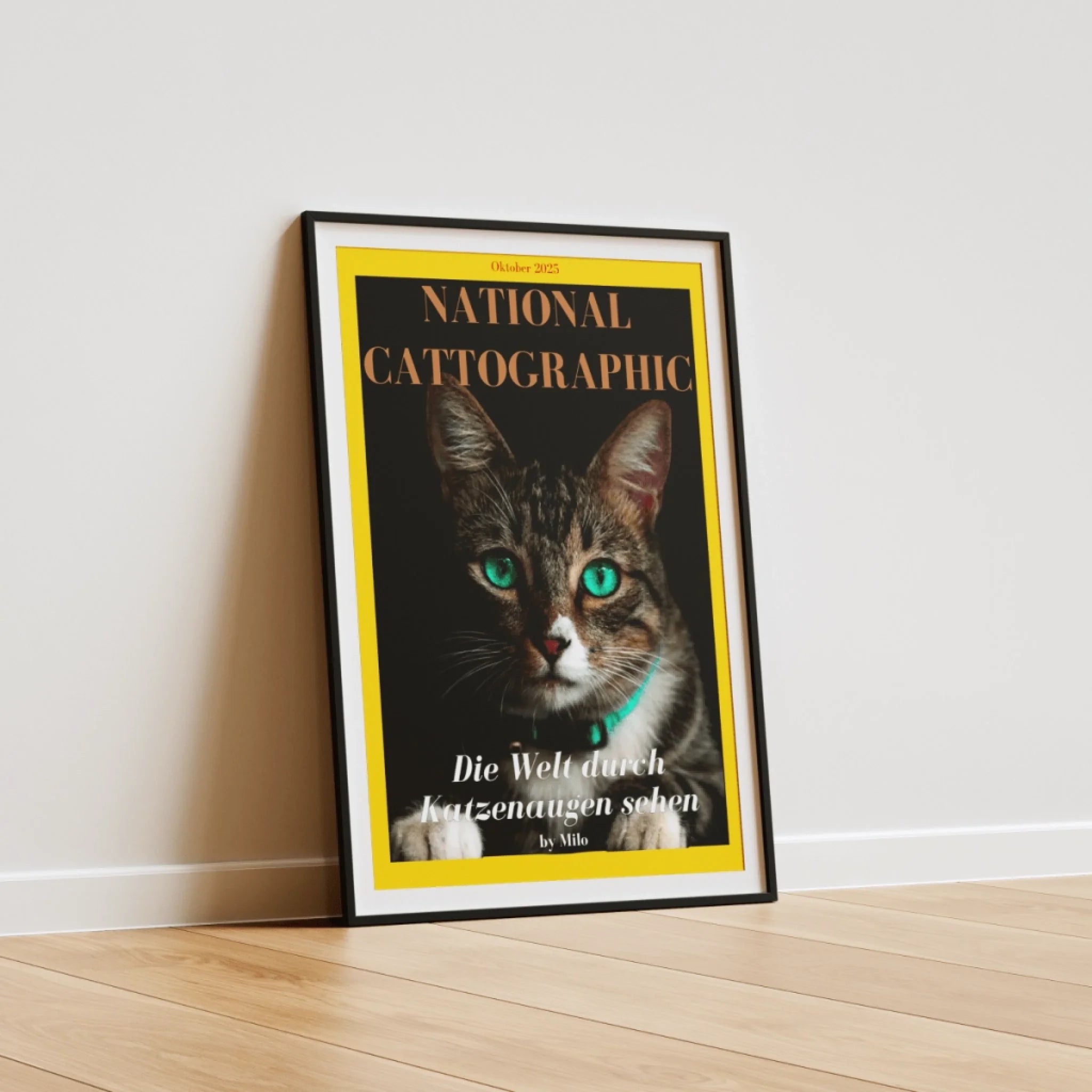  True-Threads - Personalisiertes Katzen-Magazinposter „National Cattographic“ 