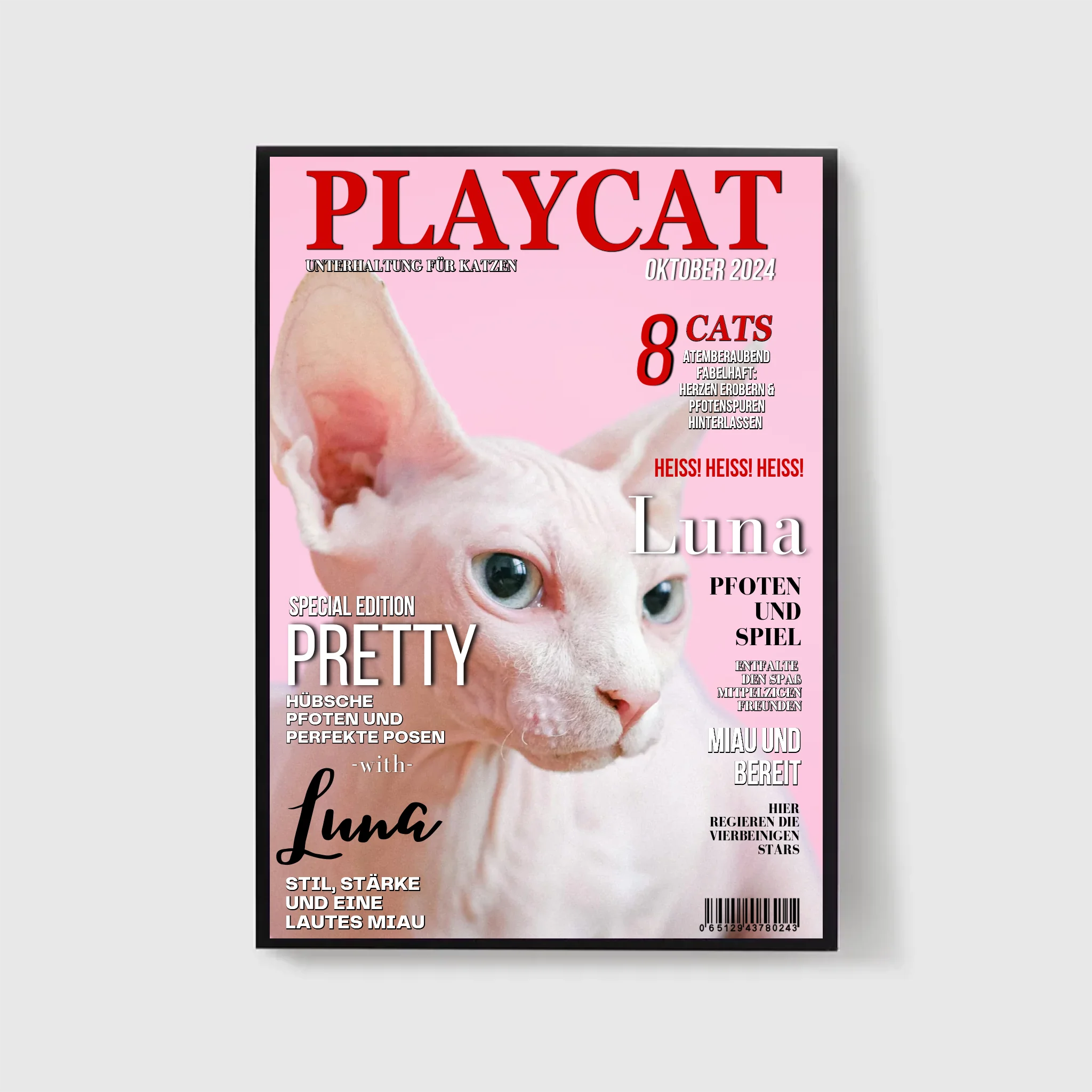  True-Threads - Personalisiertes Katzen-Magazinposter „Playcat“ 