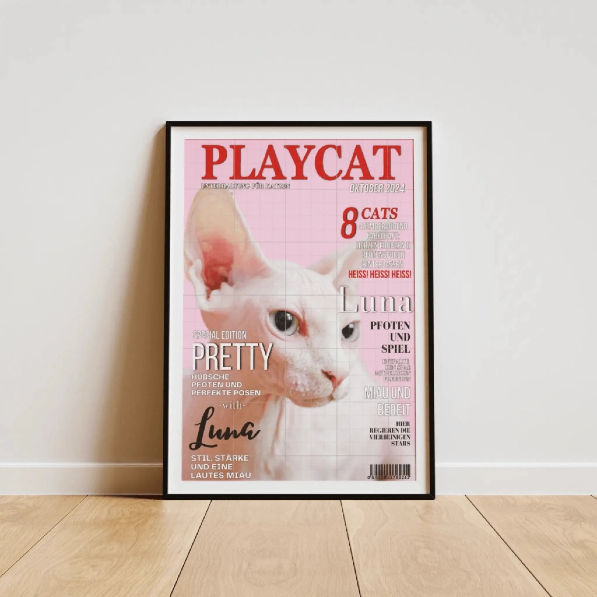  True-Threads - Personalisiertes Katzen-Magazinposter „Playcat“ 