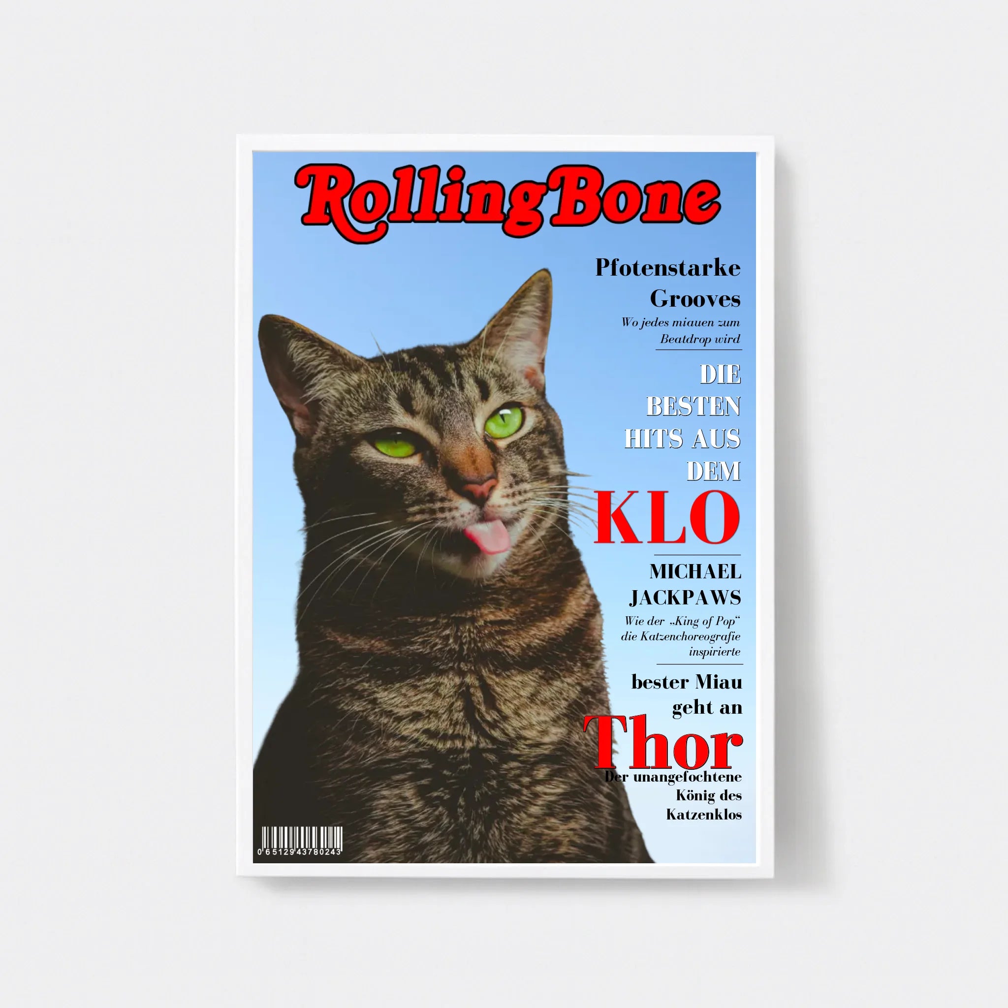  True-Threads - Personalisiertes Katzen-Magazinposter „Rollig Bone“ 