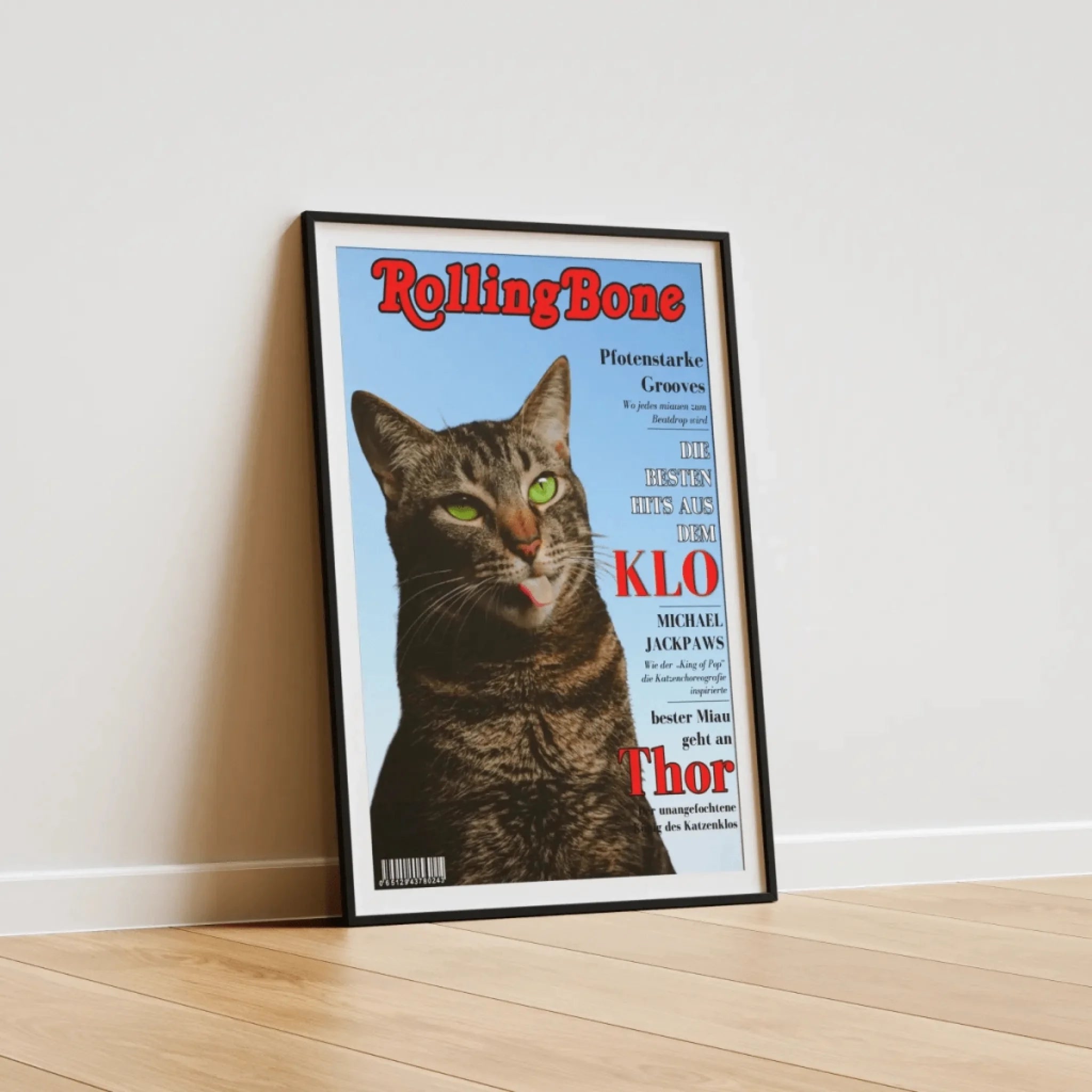  True-Threads - Personalisiertes Katzen-Magazinposter „Rollig Bone“ 