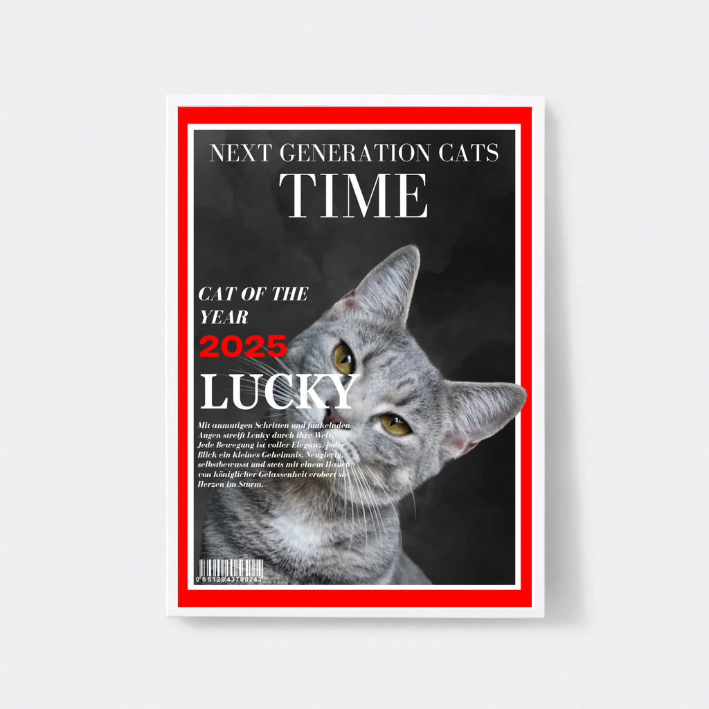  True-Threads - Personalisiertes Katzen-Magazinposter „Time“ 