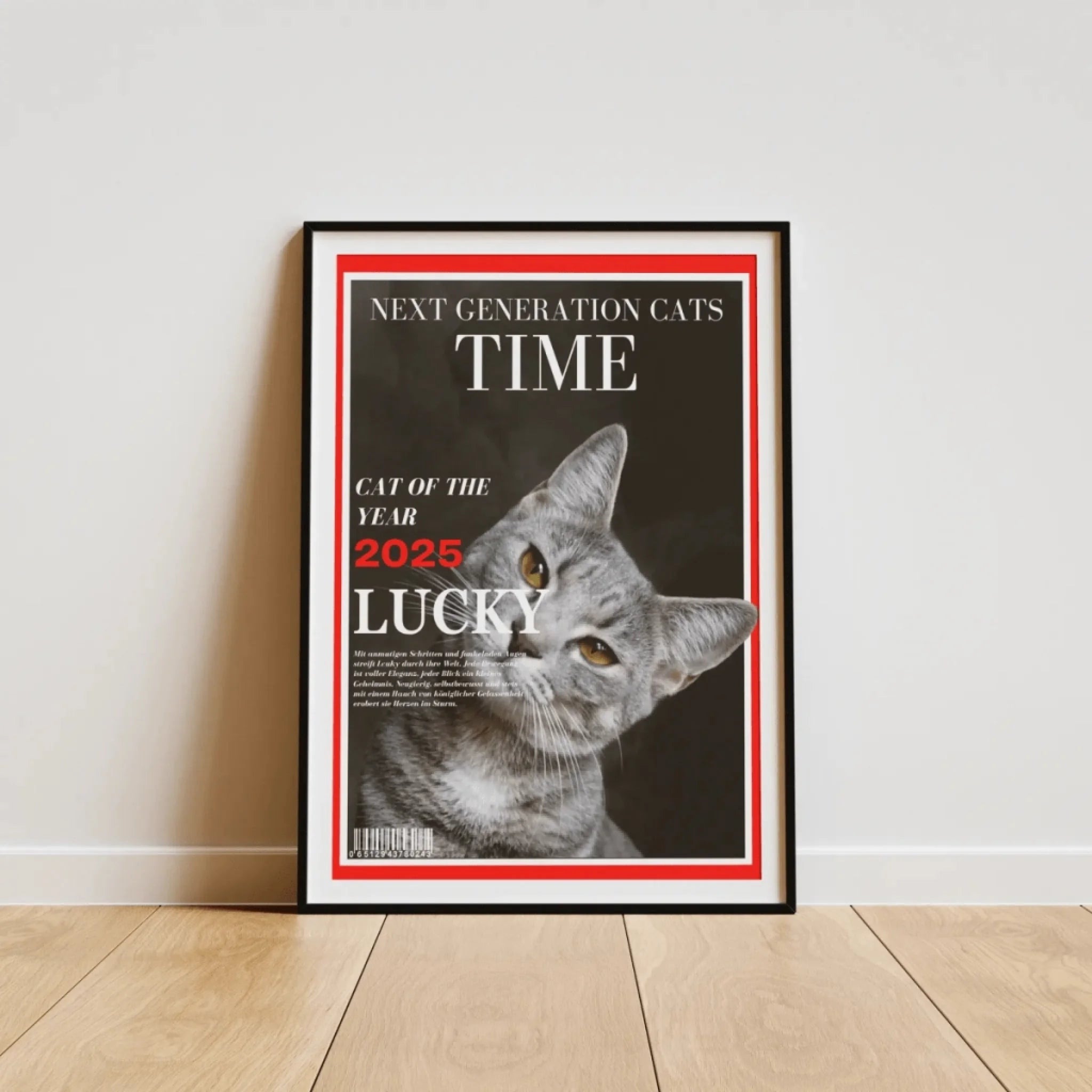  True-Threads - Personalisiertes Katzen-Magazinposter „Time“ 