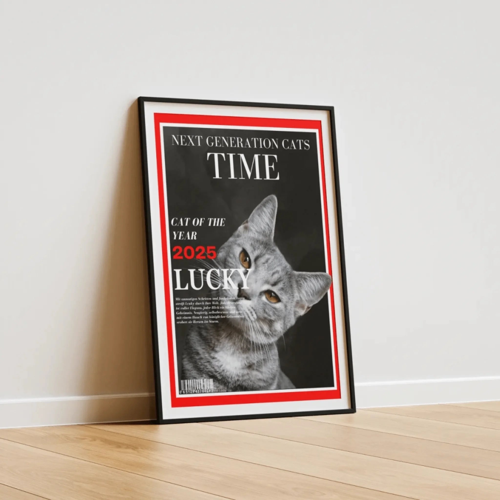  True-Threads - Personalisiertes Katzen-Magazinposter „Time“ 